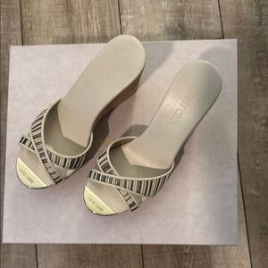Jimmy Choo Cream and Black Wedges